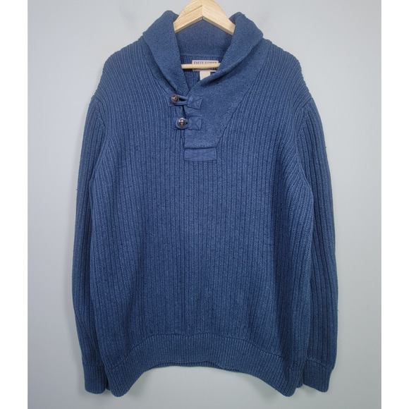 Duluth Trading Co Men’s XL Tall Blue Ribbed Shawl Collar Sweater - Picture 1 of 12